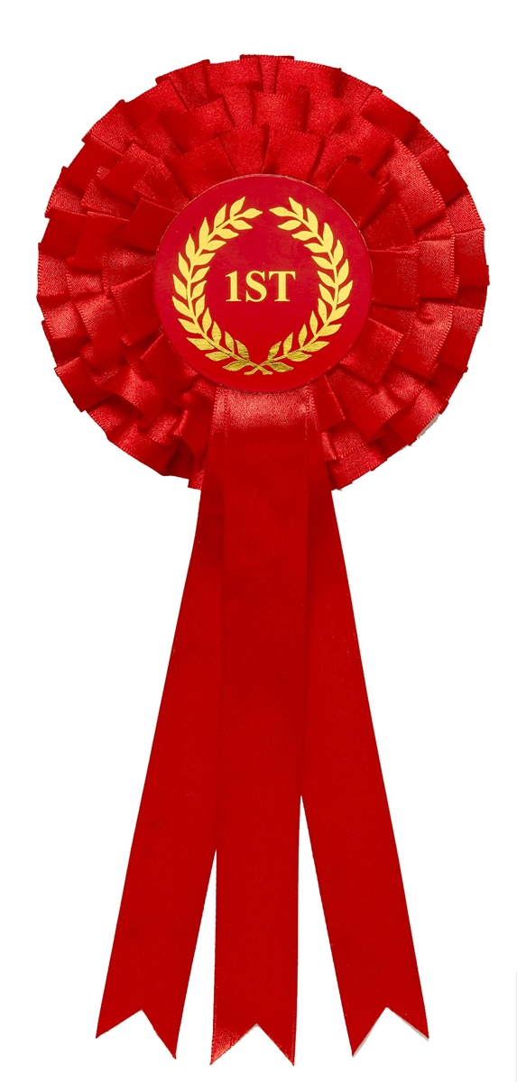 Red 1st Place Three Tier Rosette