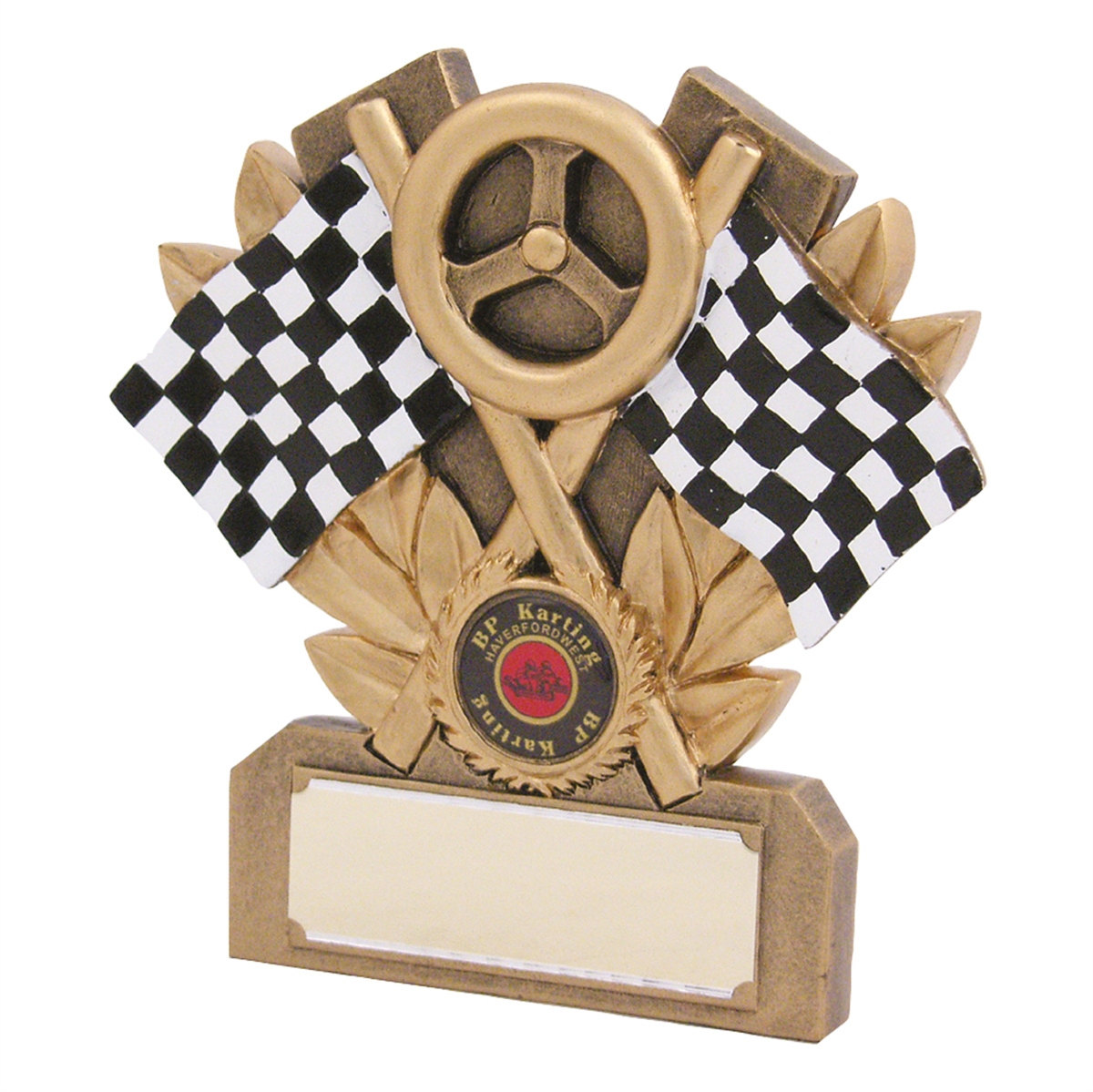 Motorsports Flag & Wheel Trophy