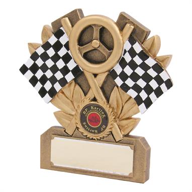 Motorsports Flag & Wheel Trophy