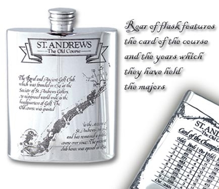 Pewter 'Golf Course' Hip Flask - 'St.Andrews'