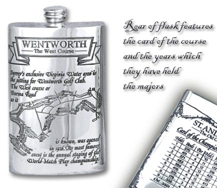 Pewter 'Golf Course' 8oz Hip Flask - 'Wentworth''