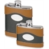 Stainless Steel Leather Bound Captive Top Hip Flask - Two Tone