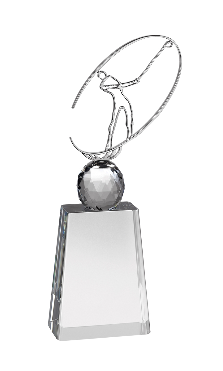 AC169 Crystal Golf Award With Metal Figure