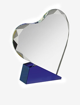 GLC011C Blue and Clear Crystal Heart Award
