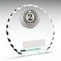 JR17-TY102B Jade Glass Patterned Round With Silver Trim Trophy  thumbnail