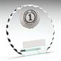 JR17-TY102C Jade Glass Patterned Round With Silver Trim Trophy  thumbnail