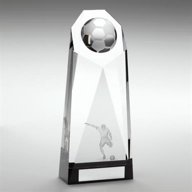 JR1-TD811 Clear/Black Glass Football Heptagon Column Trophy 