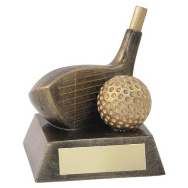 JR2-RF91 Bronze/Gold Resin Golf 'Driver' Trophy 