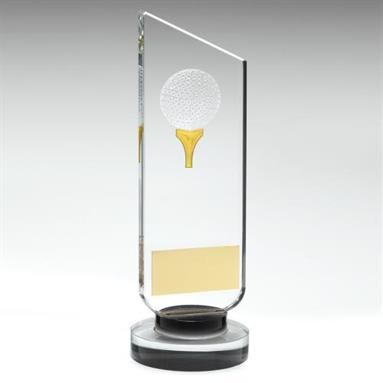JR2-TD512 Clear/Black Glass Plaque With Gold/White Golf Logo 