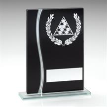 JR5-TD315 Black/Silver Glass Pool Plaque Trophy 