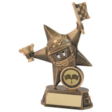 JR8-RF605 Bronze/Gold Resin Motor Sport 'Comic Star' Figure Trophy 