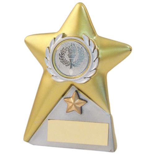 JR9-RF760 Gold/Silver Resin Generic Star Plaque Trophy 