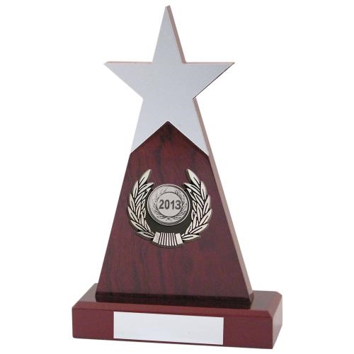 JR39-TY114 Rosewood/Silver Wooden Plaque+Silver Trim Trophy 