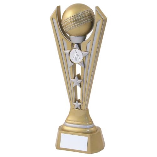 JR6-RF726 Gold/Silver Resin Cricket Tri Star Trophy 