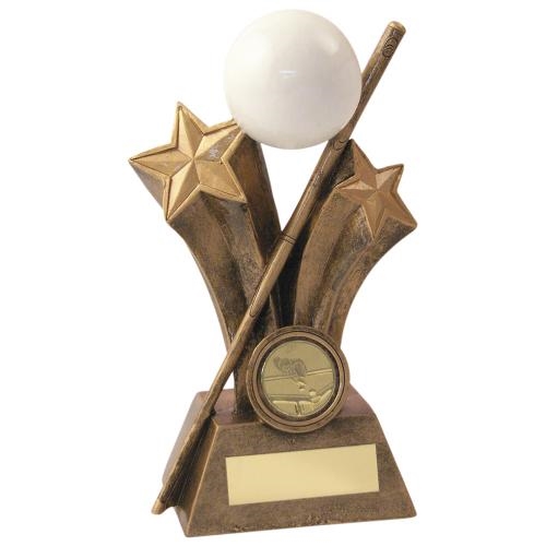 JR5-RF525 Bronze/Gold/White Resin Pool/Snooker Ball+Cue Trophy 