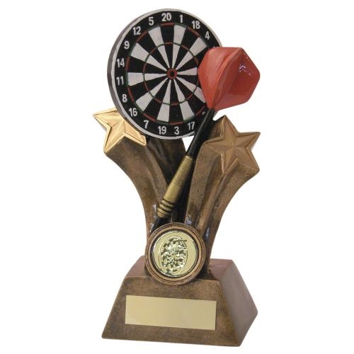 JR3-RF523 Bronze/Gold/Multi Resin Dartboard+Dart Trophy 