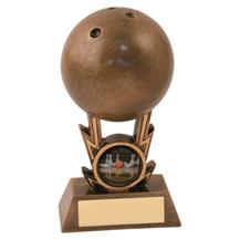JR14-RF435 Bronze/Gold Ten Pin Ball On Strikes Trophy (1In Centre)