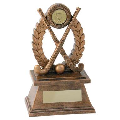JR18-RF567 Bronze/Gold 'Hockey' Oval Wreath Trophy (1In Centre)