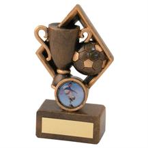 JR1-RF259 Bronze/Gold Football+Cup In Diamond Trophy (1In Centre)