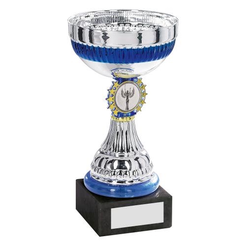 JR22-CT49 Silver/Blue/Gold Bowl Trophy (1In Centre)