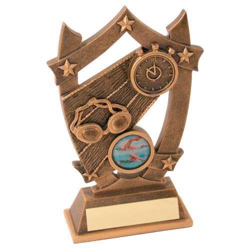 Bronze/Gold Swimming 5-Star Shield Trophy