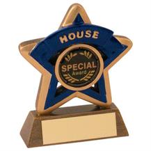 JR44-RF400B Bronze/Gold/Blue House Mini Star Trophy (1In Centre)