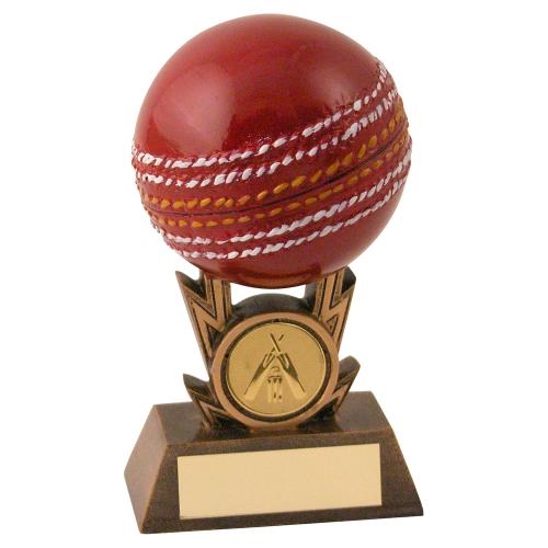 JR6-RF432 Bronze/Gold/Red Cricket On Strikes Trophy
