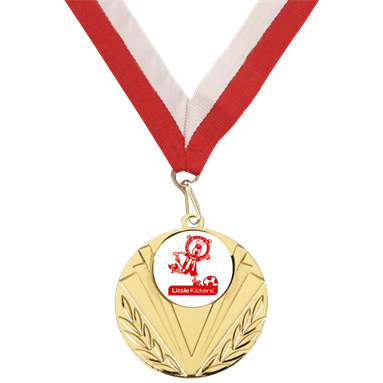 Little Kickers Gold Medal and Red White Ribbon
