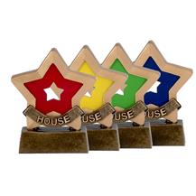 Coloured House Mini Star Awards available in Red, Greent, Blue and Yellow - A951