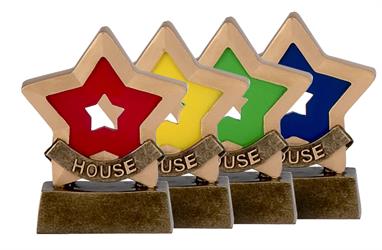 Coloured House Mini Star Awards available in Red, Greent, Blue and Yellow - A951