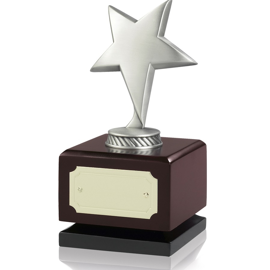 Antique Silver Finish Solid Metal Star Award
