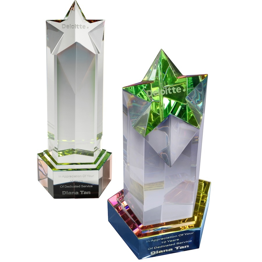 Optical Crystal Star Awards with Superb Light Refractions - Available in 3 sizes - AC85