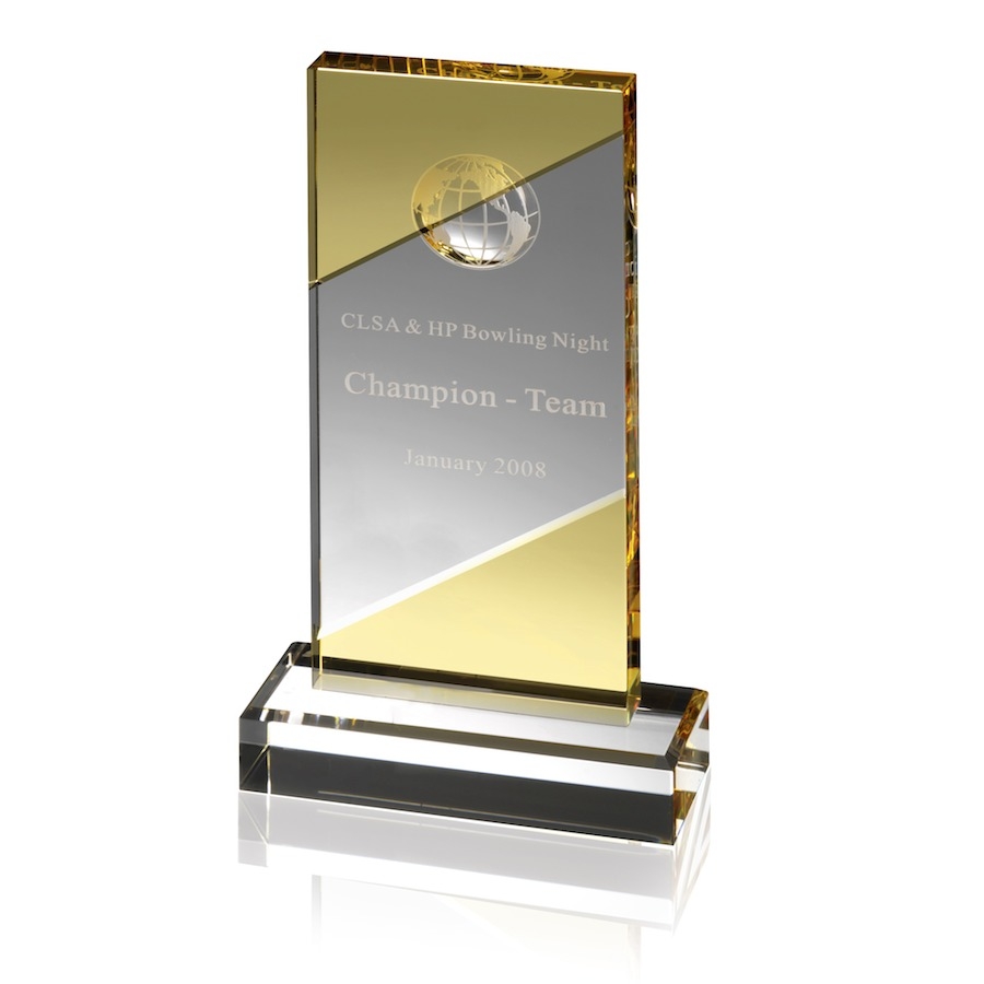 Optical Globe Award with Gleaming Yellow Crystal -  AC77