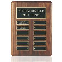 American Walnut Wall Hanging Perpetual Plaque - 12 Entries - WP02