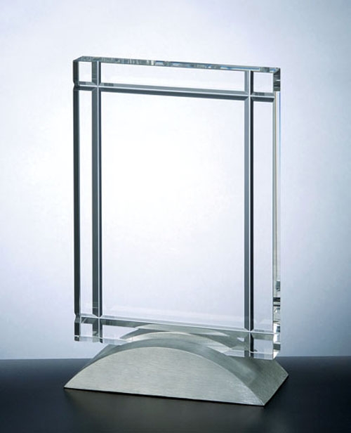 Clear Deco Optical Crystal Plaque Aluminium Base - C-M03