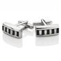 Swarovski Bar Cufflinks with Black and Clear Crystals thumbnail