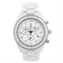 Ceramic Chronograph Watch with Crystals - White - Front thumbnail