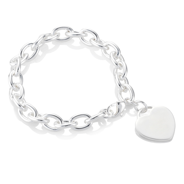 Charm Bracelet with Heart Clasp - Unengraved