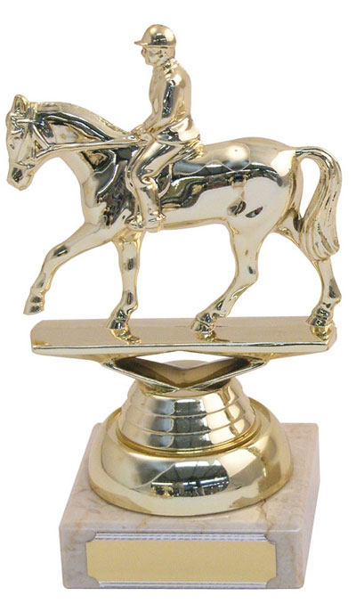 Marble Plastic Horse/Rider Trophy