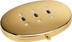 Gold Oval with Sapphire & White Crystals Mirror