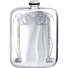 Stamped Charles Rennie Mackintosh Pewter 6oz Hip Flask - Style 1
