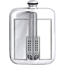 Stamped Charles Rennie Mackintosh Pewter 6oz Hip Flask - Style 2