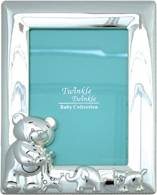 Twinkle Twinkle Sliver Plated Teddy Photo Frame - Portrait