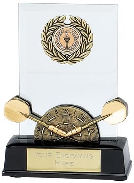 Dual Tone Resin Darts Trophy with Glass Plaque