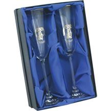 'Bride and Groom' Glass Champagne Flutes