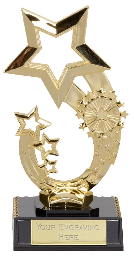 RISING STAR TROPHY GOLD COLOUR TROPHY ENGRAVED FREE WELL DONE AWARD TROPHIES 