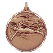 Faceted Swimming Medal - Female (side view)