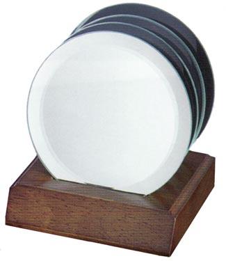 Coaster Set  - Circle Mirror (Walnut Base)