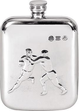 Pewter 6oz Hip Flask - Rugby