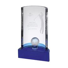 AC166 Blue and Clear Optical Crystal Golf Award
